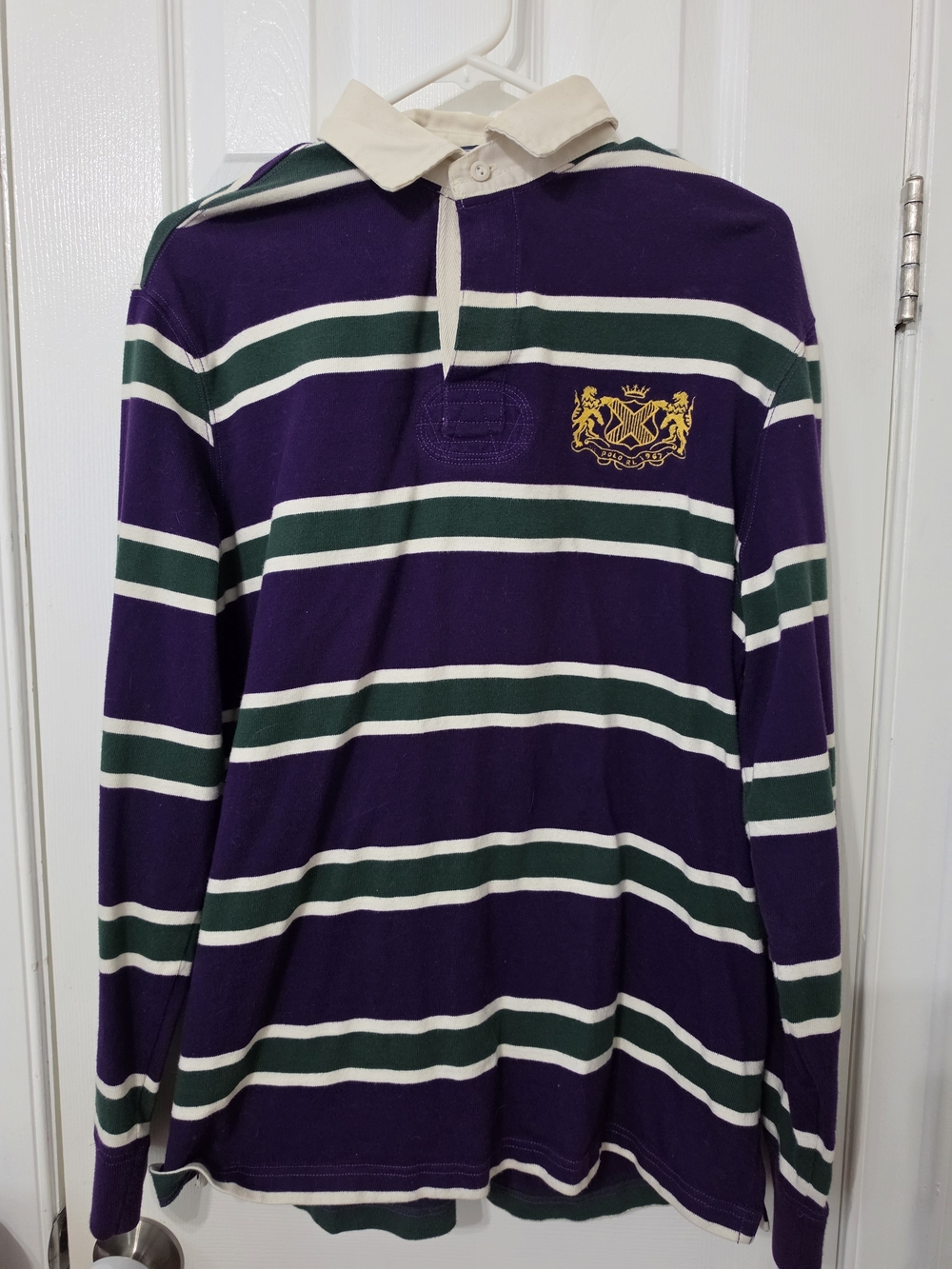 Polo Ralph Lauren Purple, Cream & Forest Green Striped Rugby Shirt